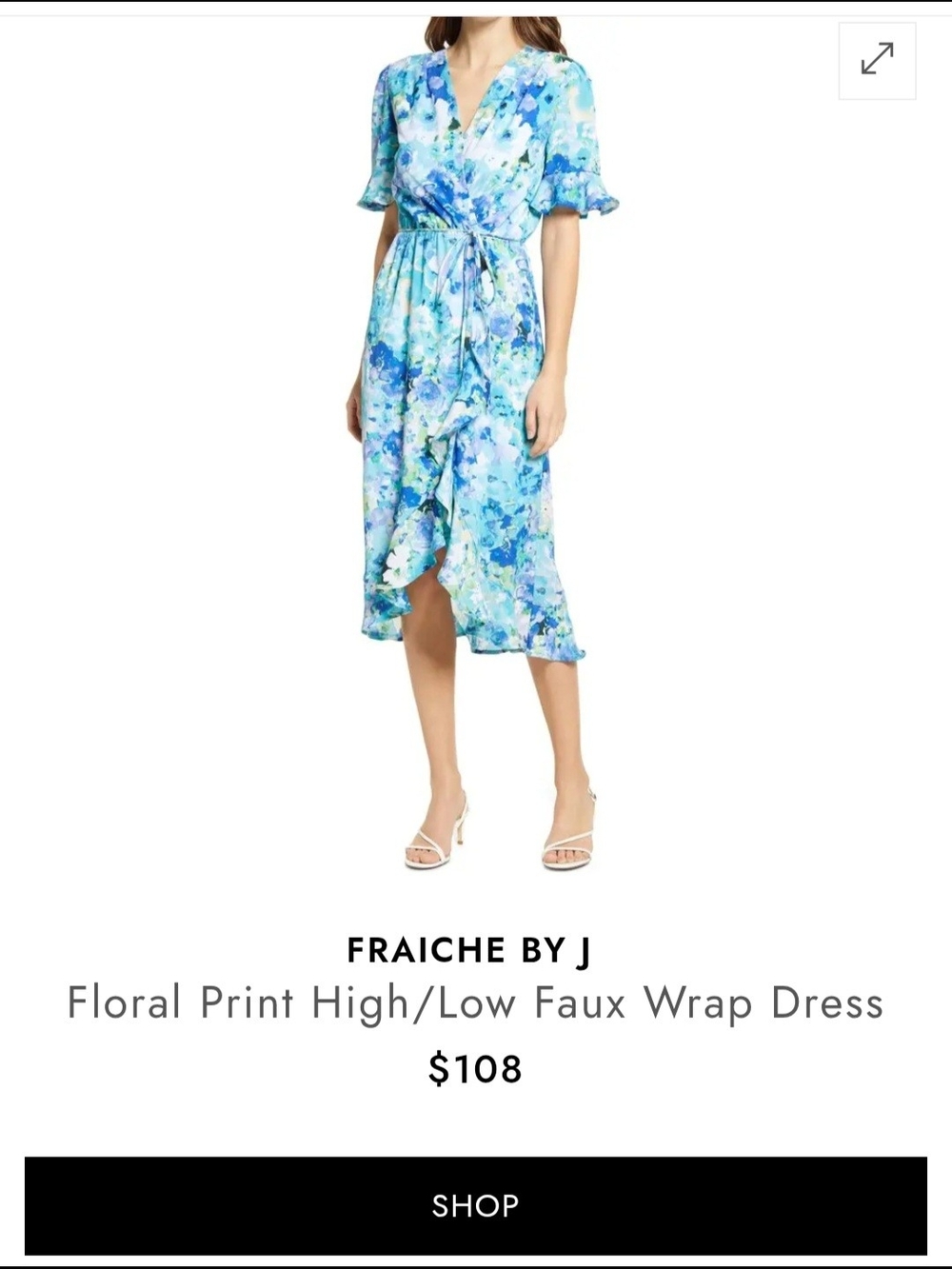 Fraiche by J Blue Floral Faux Wrap Midi Dress